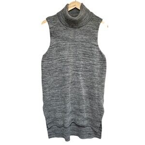 Cynthia Rowley Sleeveless Turtleneck Sweater Tunic Womens L Cozy Layer Knit Chic